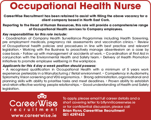Occupational health advisor jobs ireland